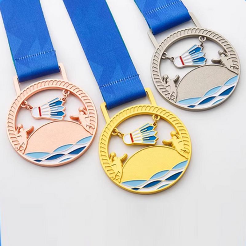 Spersonalizowany Metalowy Medal do Badmintona, Złoty, Srebrny, Brązowy, Nagroda Souvenir na Studenckie Zawody Sportowe, Mały Medal do Zawieszenia na Szyi, 2 Szt.