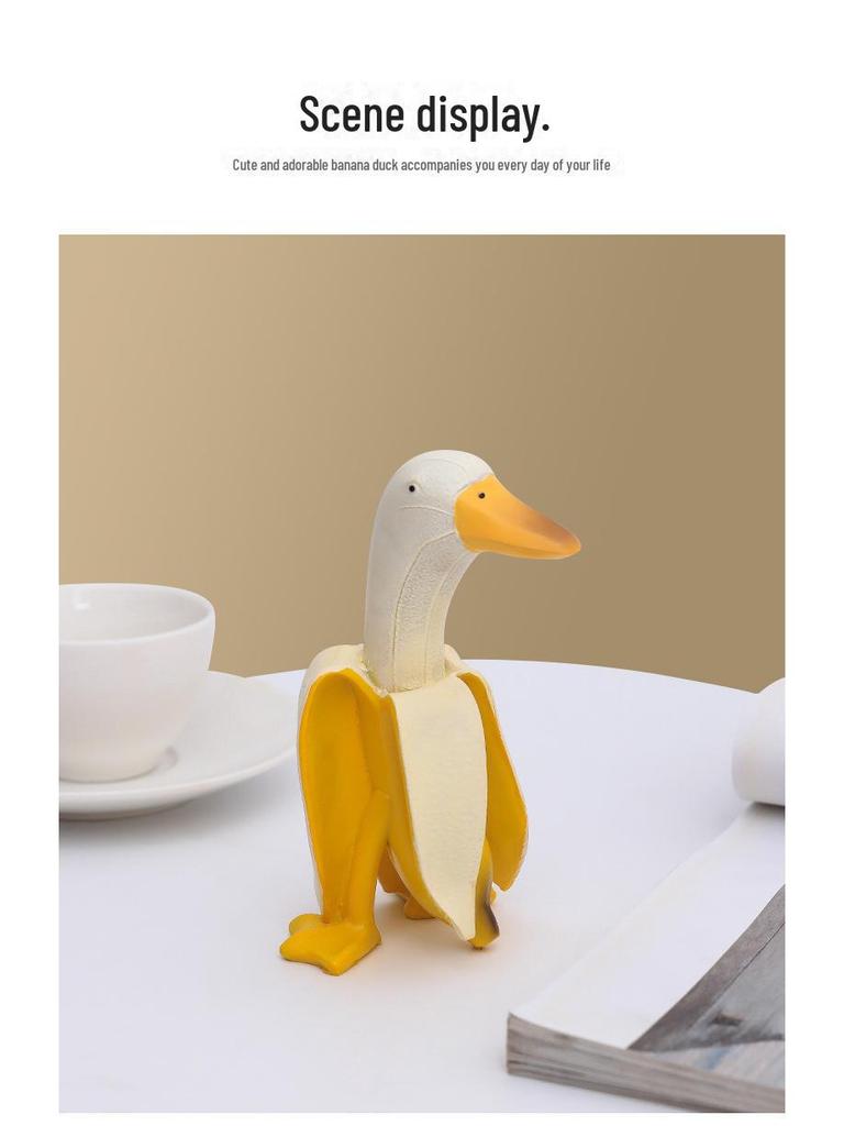 Funny Cute Cartoon Duck Banana Resin Decoration - Creative Home or Birthday Gift