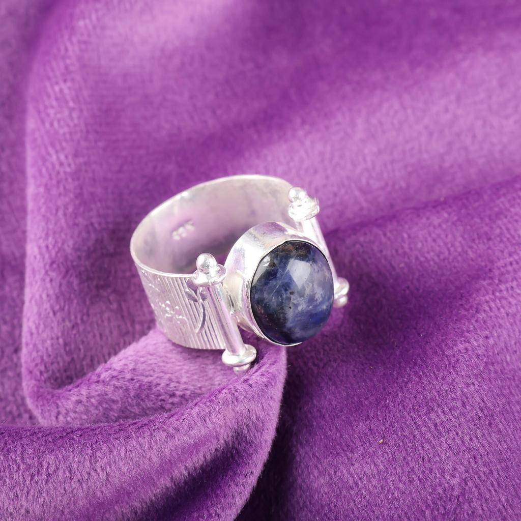 Natural Sodalite Gemstone 925 Sterling Silver Jewelry Handmade Ring Gift For Her RR-22-25
