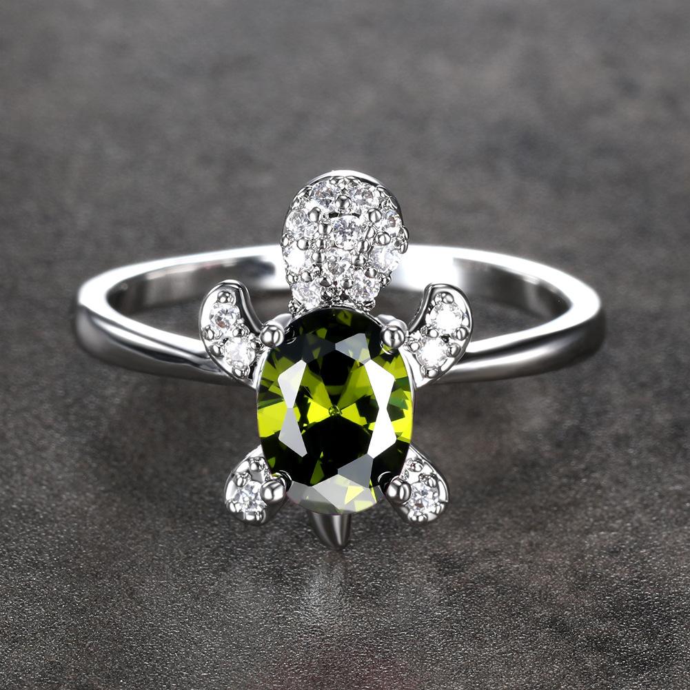 Hot Selling Fashionable White Diamond Turtle Ring Couples Simple Index Finger Ring Accessory