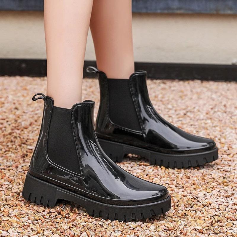 Rain Shoes Women's New Waterproof and Non-slip Water Shoes Thickened Wear-resistant Rain Boots Medium Tube Fashion Boots Rubber Shoes
