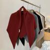 Women's 100% Wool Knit Triangular Scarf - Large Shawl for Autumn/Winter, Warm Outerwear, Neck Protector