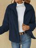 Women's Plush Lapel Short Cardigan Jacket - Autumn/Winter 2023