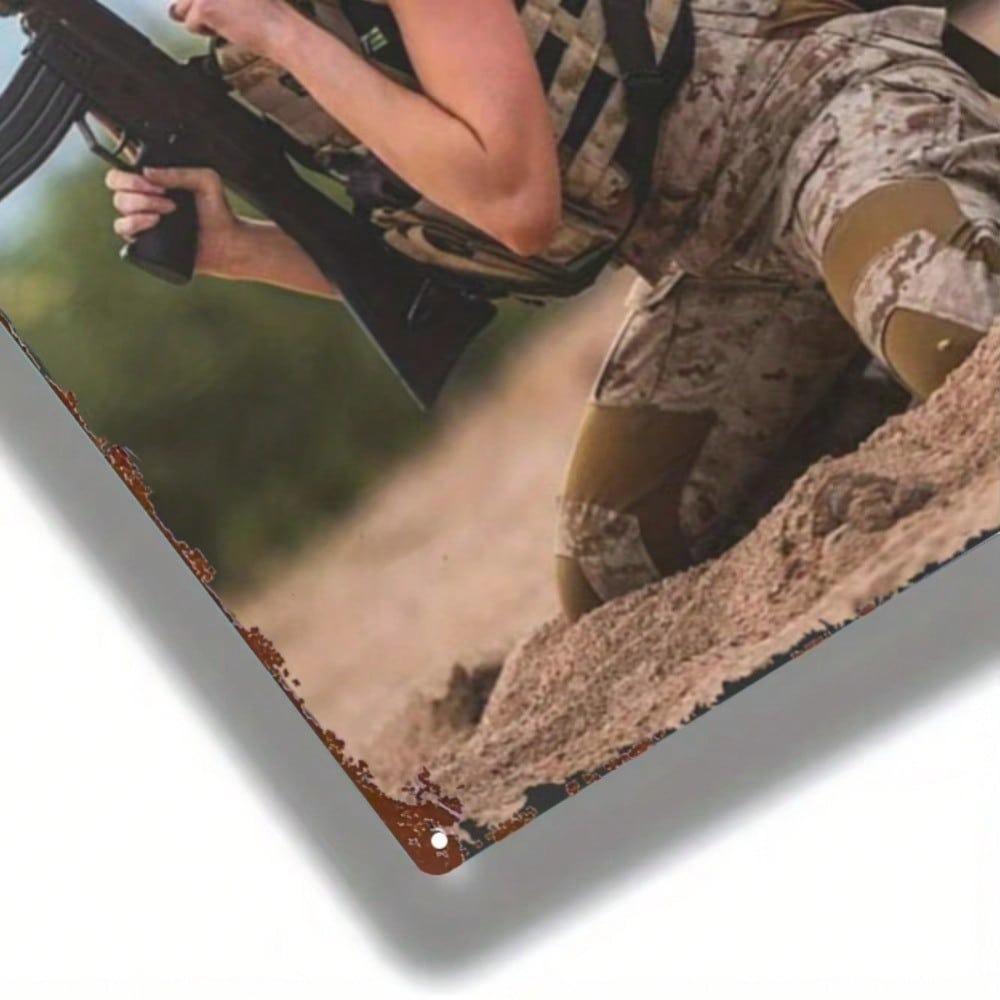 Vintage Military Girl Metal Sign 8x12 Inch Desert Wall Art Decor