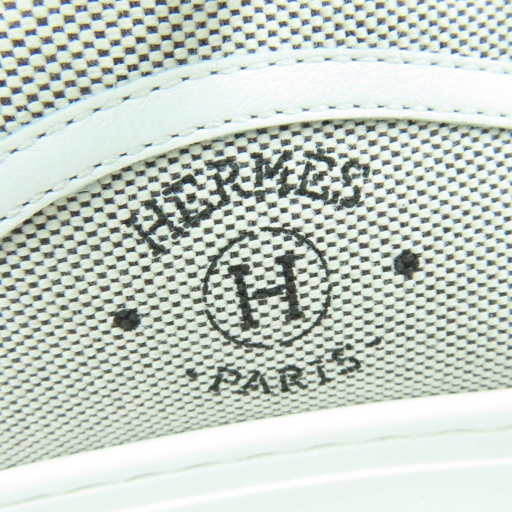 Great HERMES Low Cut Sneakers Get Using Leather White Gray Fabric Women 35 Used