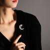 Bo Xin Yun Luxury Seashell Freshwater Pearl Brooch with Zircon Star and Moon