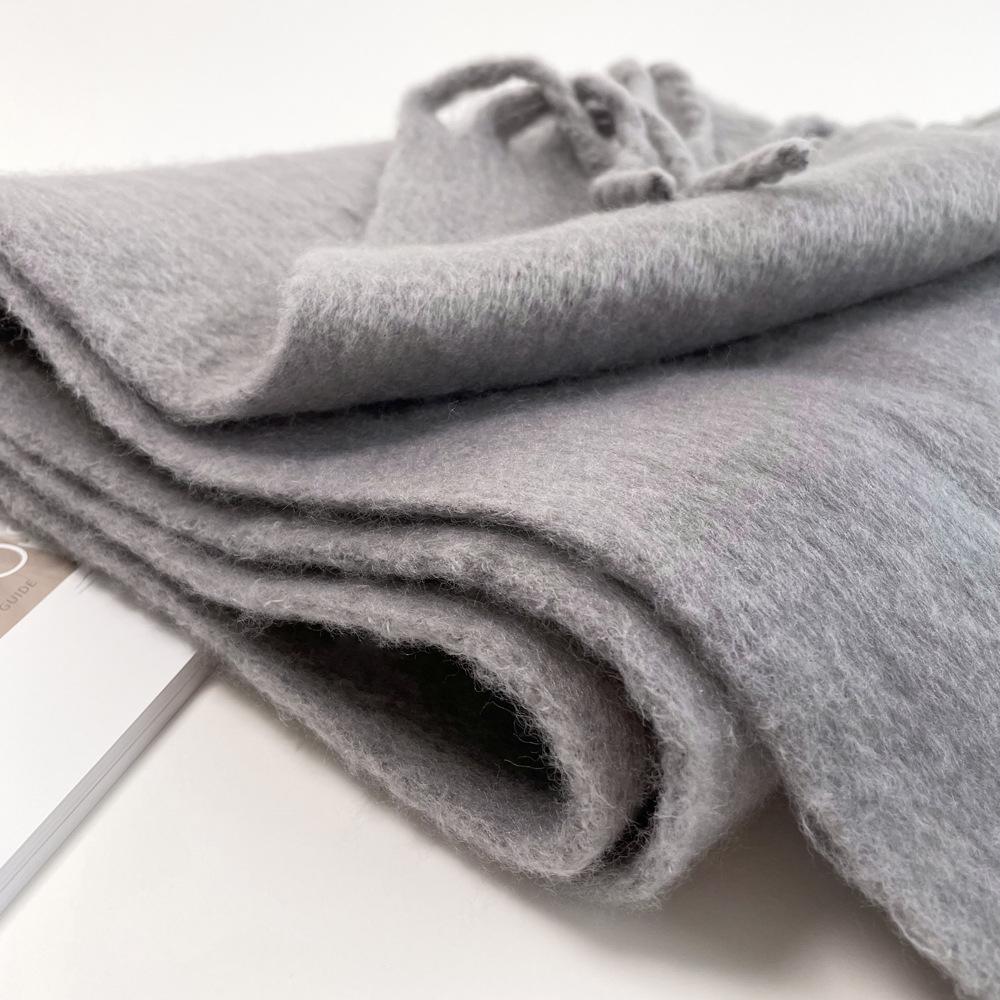 Solid color mohair scarf autumn and winter warm scarf vacuum packaging shawl women