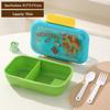 Isolierte Kinder-Lunchbox mit Cartoon-Trennern, Löffel und auslaufsicherem Schnappverschluss - Doppelkammer 304 Edelstahl.