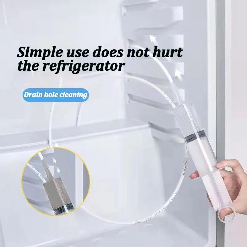 5pcs-set Fridge Dredging Kit Flexible Refrigerator Scrub Brush Reusable Fridge Drain Hole Dredging Remover Cleaning Syringe