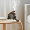 Log Cabin Incense Burner Christmas Style Good Detail Resin House Miniature Colorfast Decorative Rustic Home Fragrance Burner Censer New Year Gift
