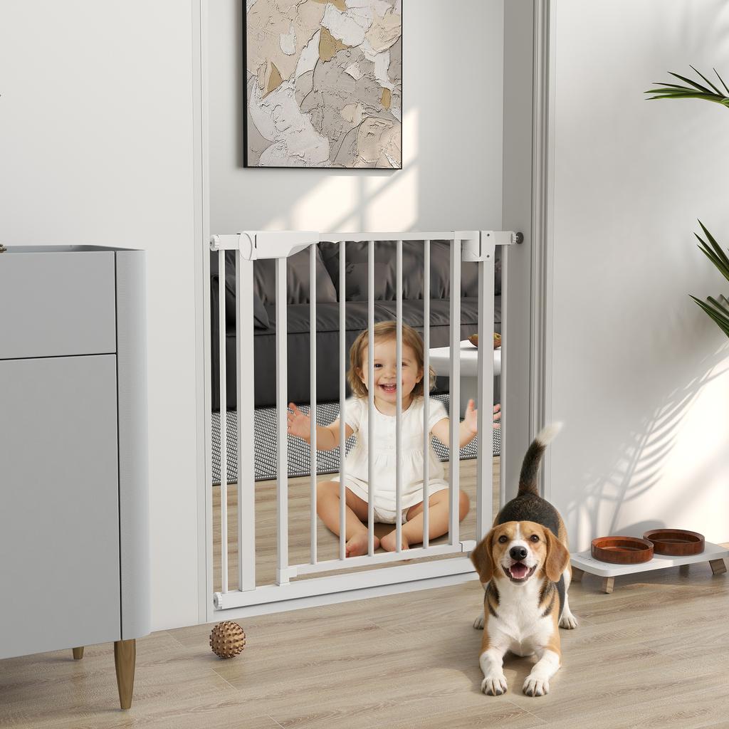 Baby Gate, Pet Safety Gate Pressure Fit, 76-81cm Wide with Two-Way Open, One-Hand Opening