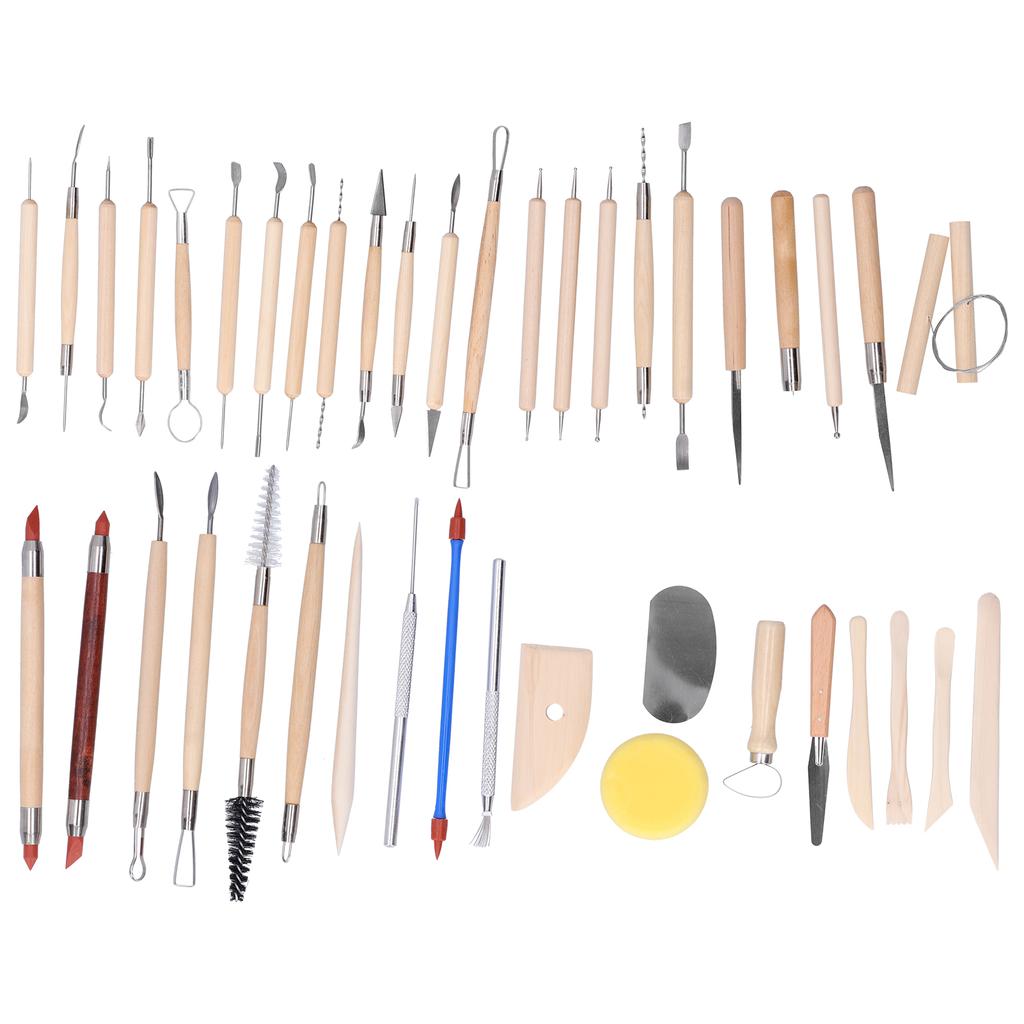 43 Stück Keramikwerkzeuge Ton Modellieren Schnitzen Holz Trimiermesser Silikon Punktierstifte Set