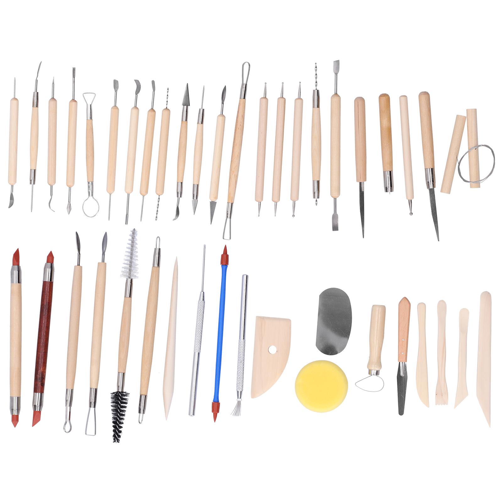 

43 шт. гончарных инструментов для лепки из глины, резьбы по дереву, ножа для обрезки, силиконовые ручки для точек