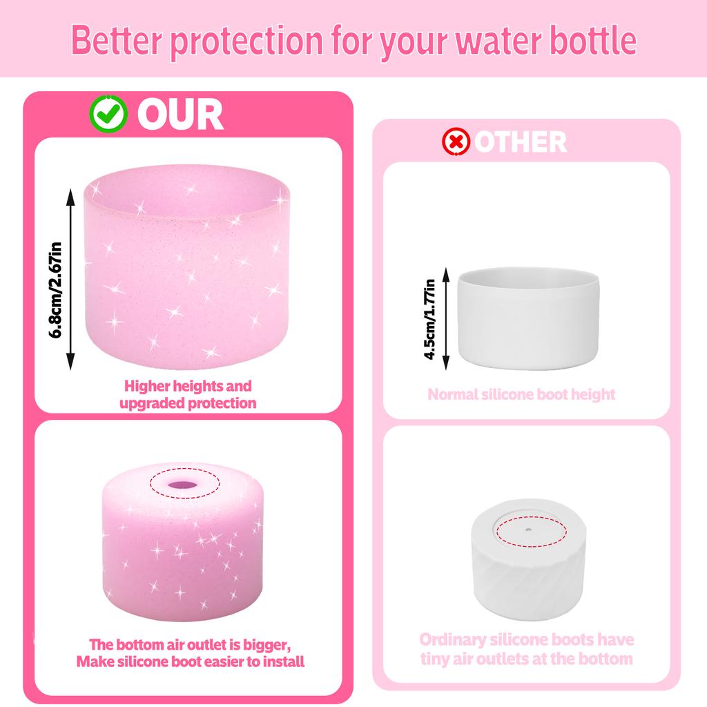 Silicone Water Bottle Boot For Owala 24oz 32oz 40oz Anti-Slip Protective Sleeve Bottom Bumper Protector Twist And Flip Cup Holders 5