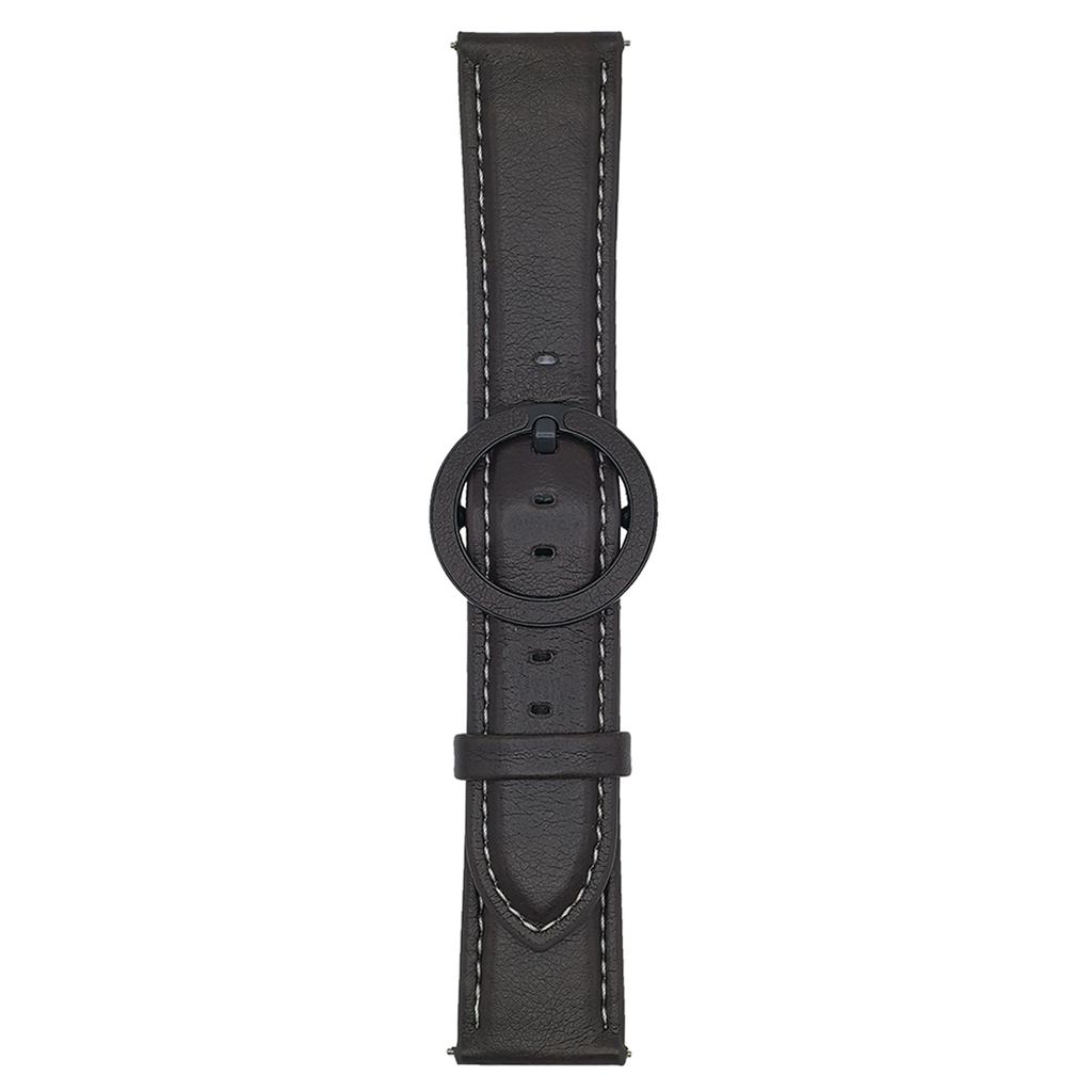 For Huawei Watch GT 5 46mm Watch Band 22mm Crazy Horse Texture Round Buckle Leather Wrist Strap