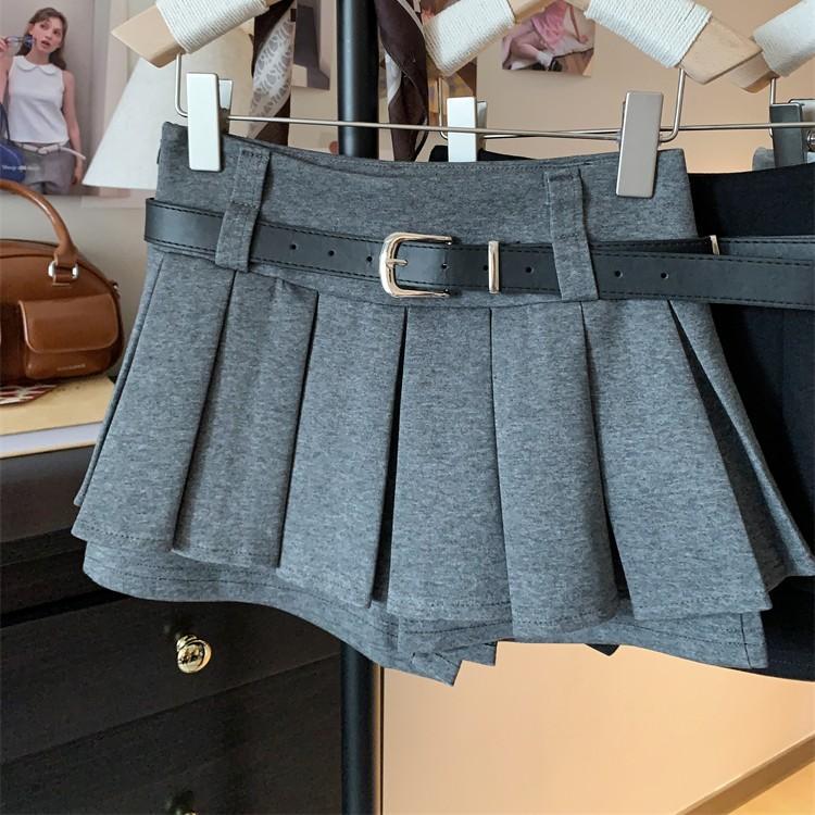 

Spicy Girl High-Waist Pleated A-Line Skirt with Built-in Shorts - Short Length, Anti-Exposure Design, Perfect for Spring/Summer L