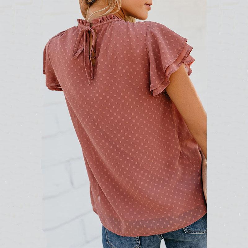 Sommer frauen T-shirt Einfarbig Jacquard Chiffon Hemd Lose Rundhals Pullover Kurzarm Top T-shirt