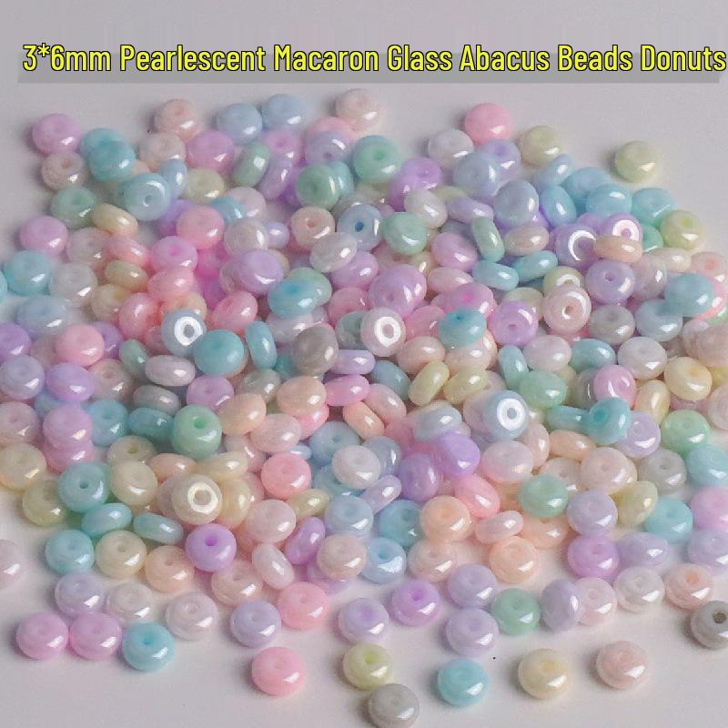 6mm Cream Macaron Pearlescent Glass Abacus Beads for DIY Jewelry & Hair Accessories