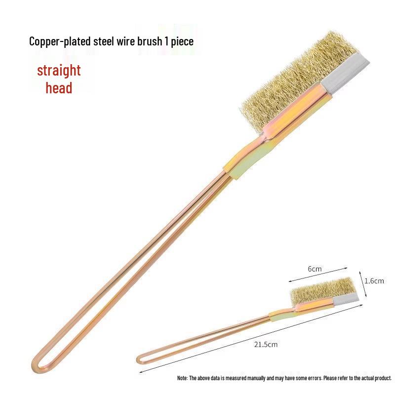 Long-Handled Stainless Steel & Copper Wire Brush for Rust and Groove Cleaning