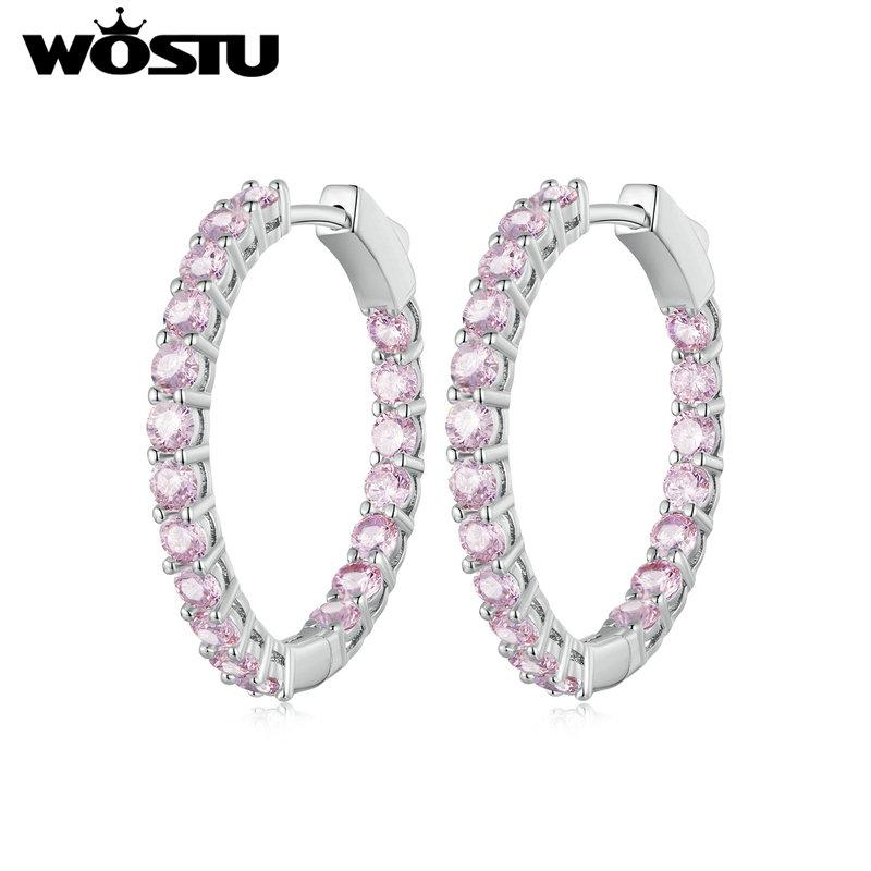 WOSTU Kruhové náušnice Velké kulaté kruhové náušnice Dainty Halo CZ Dámské náušnice