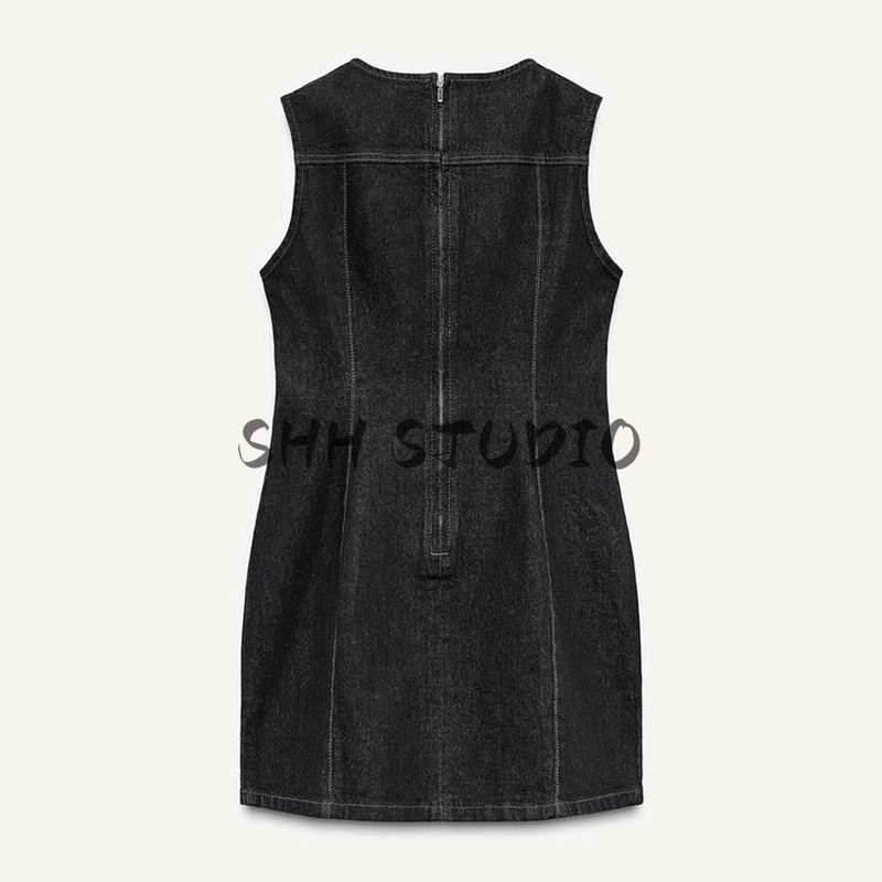 Spring New Women's Clothing Fashion Wind Cotton Blend Denim Effect Short Temperamental Dress 4365383