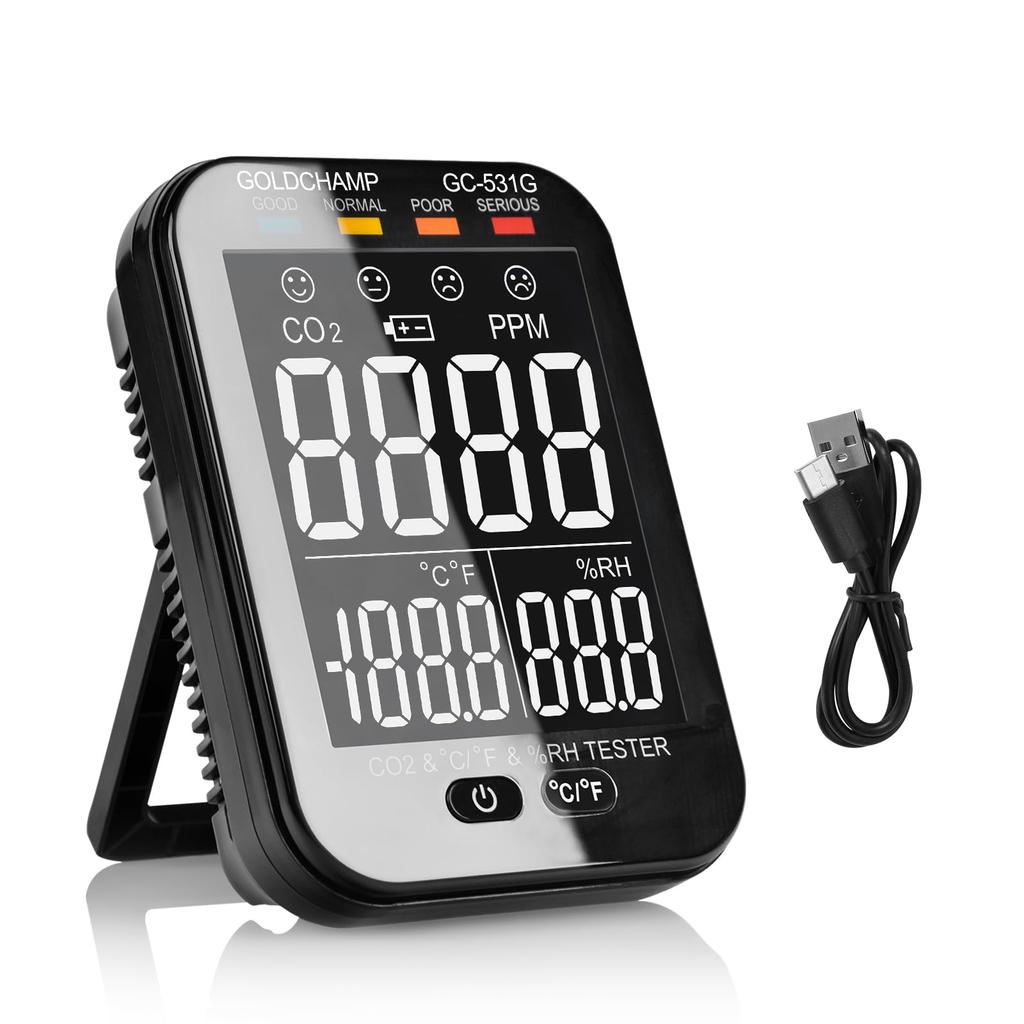 Air Quality Monitor Indoor Air Quality Monitor with Temperature and Humidity Sensor Air Analyzer with Digital LCD Screen and Sound Alarm Japanese User