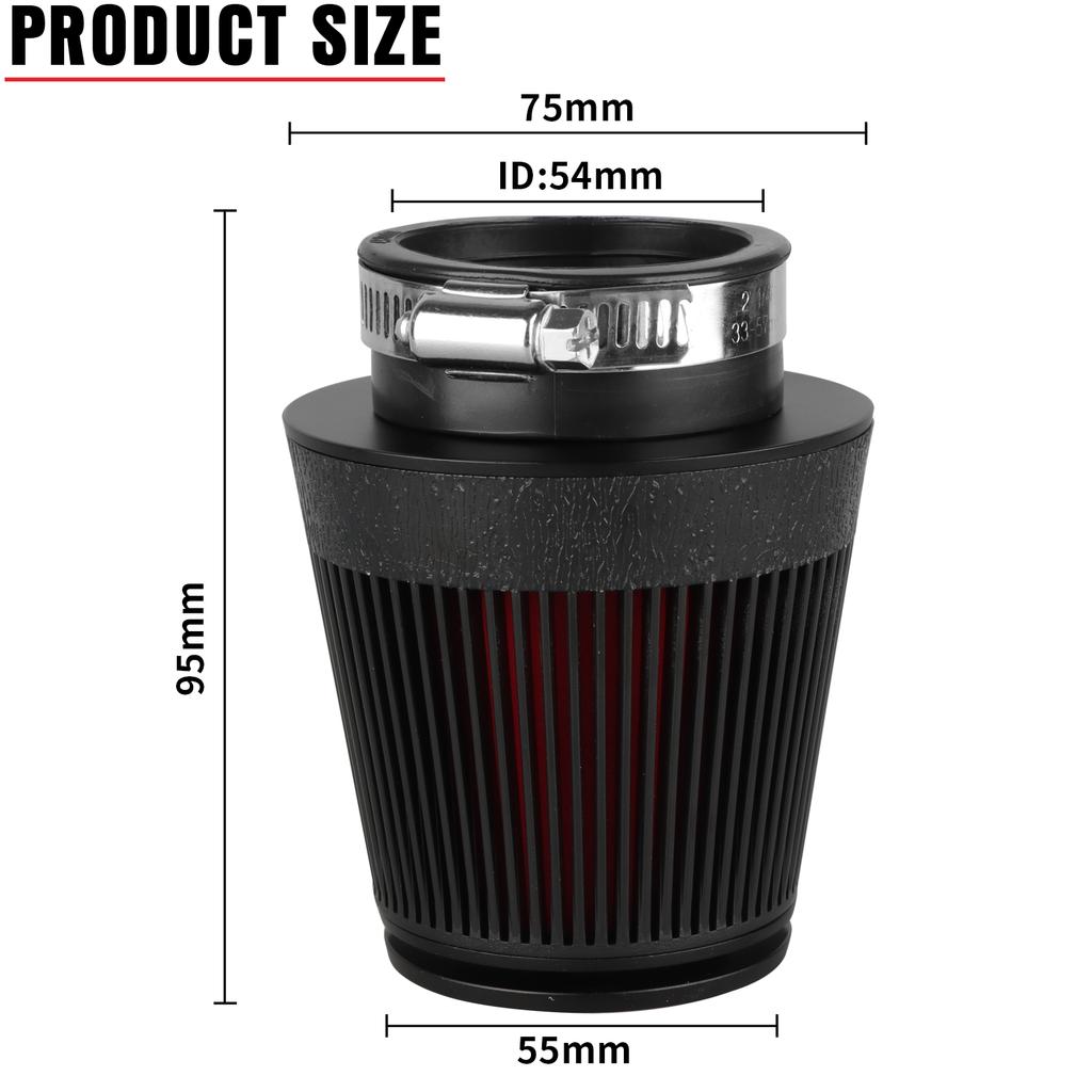 NIBBI CNC Motorcycle Air Filter Universal 42mm 48mm 54mm MushroomHead Air Cleaner Filter Carburetor Intake Pipe Modified Scooter