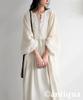 Antiqua Long Sleeve Gathered Dress One Size Natural Women's (PTR-00006), 01,