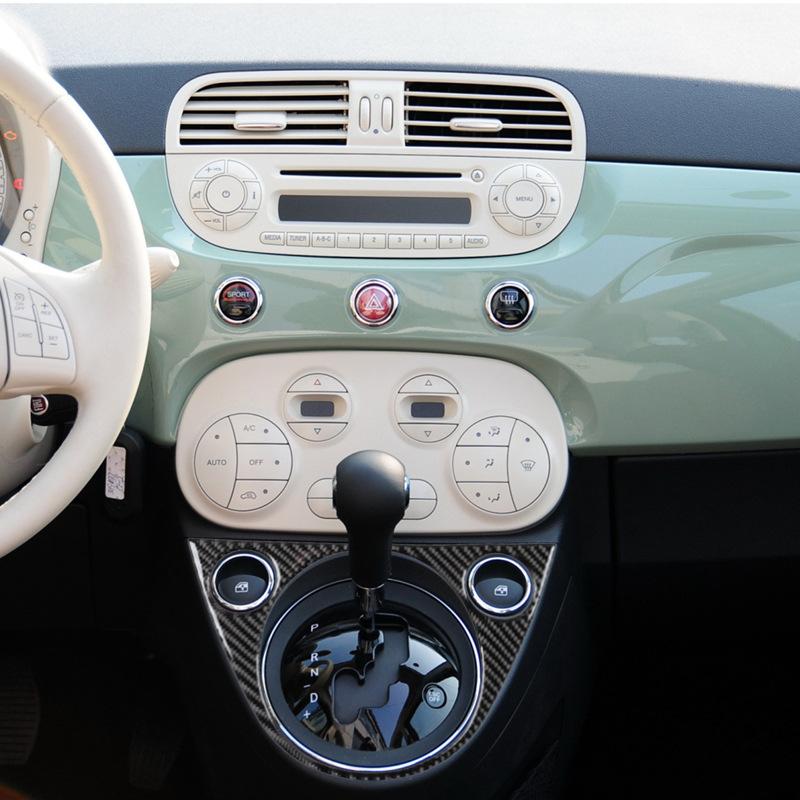Für 12-15 Fiat 500 Auto Innenraum modifiziert Kohlefaser Getriebeumrandung Dekorationsaufkleber