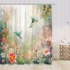 Hummingbird Floral Shower Curtains Birds Blooming Flowers Colorful Blossom Greenery Plants Modern Spring Bathroom Curtain Decor