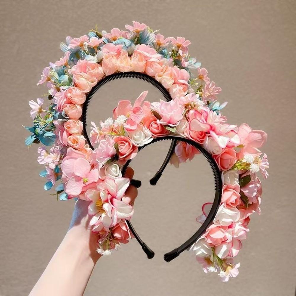 Chinese Style Hairpin Flowers Headband Hair Clip Floral Bridal Wedding Tiara Flower-decorated Girls Headwear Hair Accessories