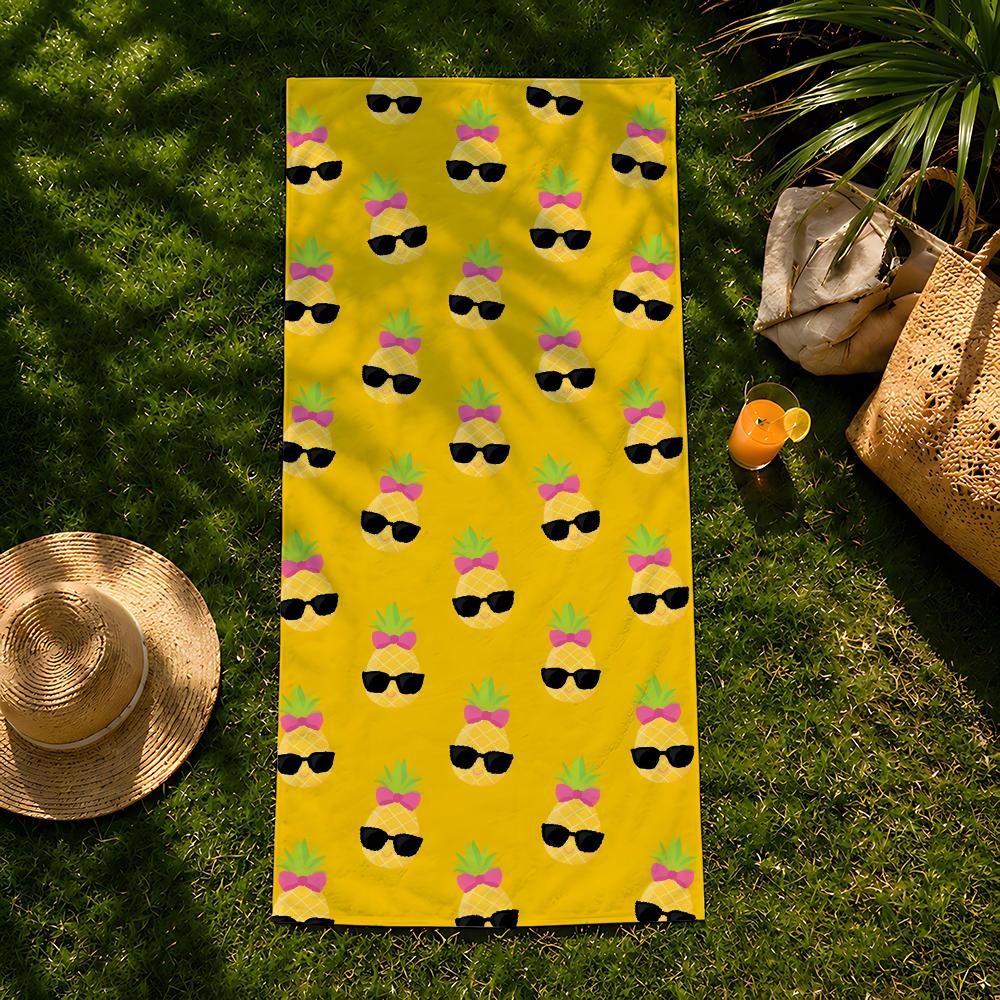 Prosop de plajă P-Pineapple Food, prosop de baie absorbant cu uscare rapidă pentru înot, sală de sport, camping, exterior