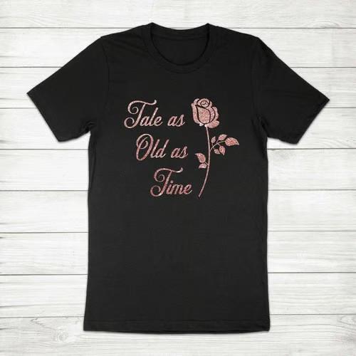 Tale as Old as Time Beauty and the Beast Enchanted Rose Quote Unisex Tee T-Shirt S разноцветный