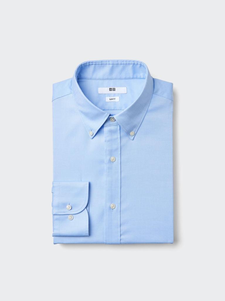 Uniqlo Japan Fine Cross Oxford Slim Shirt Button Down No Pocket