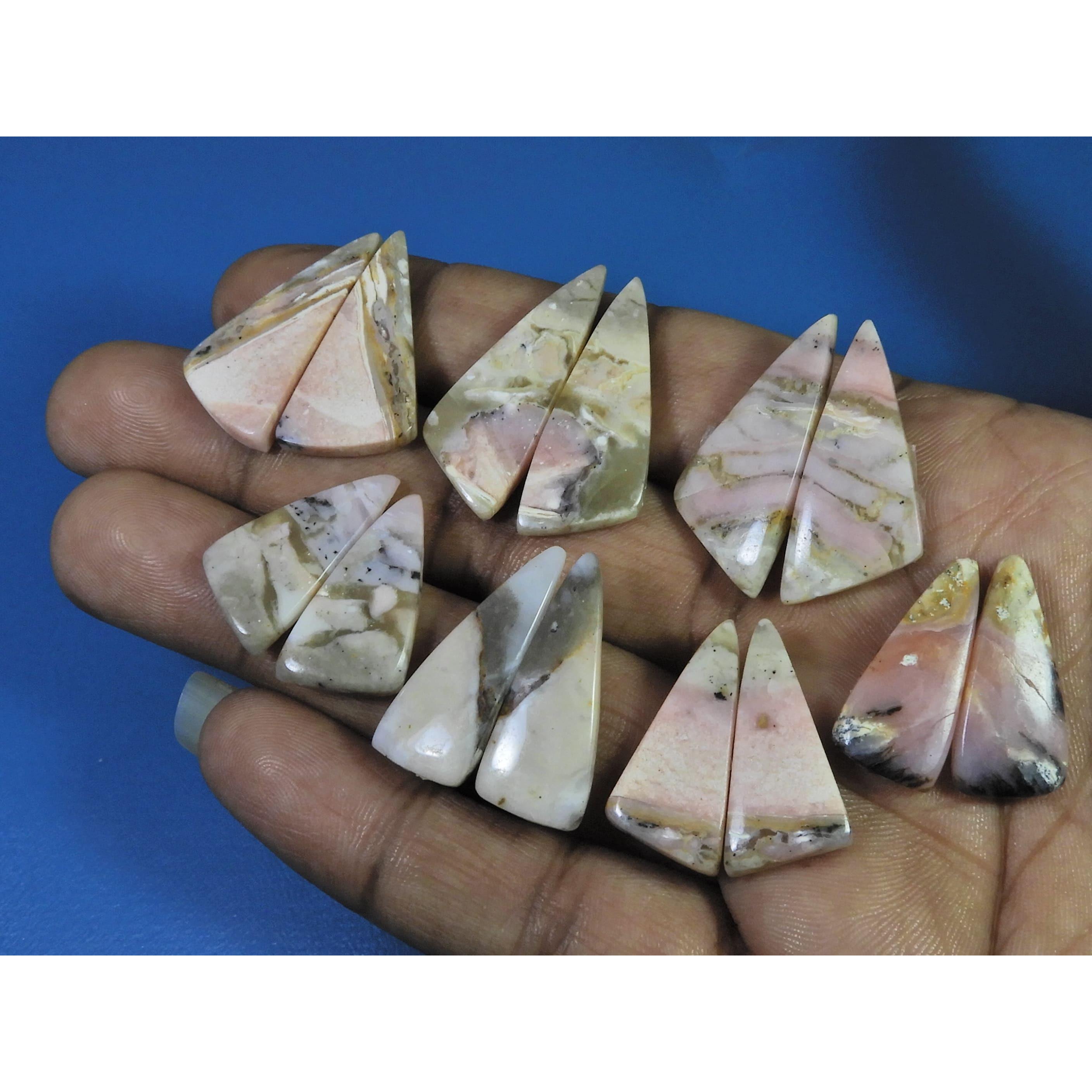 108Cts.Natural Pink Opal Matched Pair Cabochon Loose Gemstone 07 Pair Lot C-2418