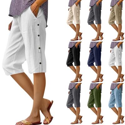 Womens Linen Shorts High Waisted Casual Shorts Drawstring Shorts With Pockets