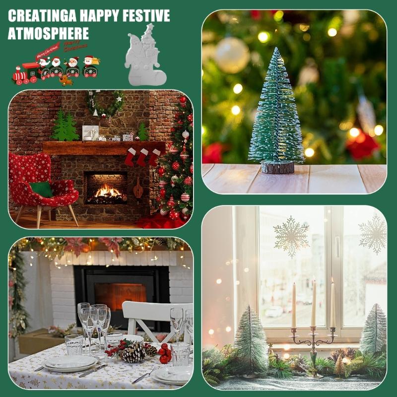 Christmas Stocking Silicone Mould Chocolate Fondant Silicone Mould with Christmas Tree Santa Pattern for Epoxy Resin