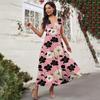 Women's Casual And Fashionable Floral Print V-Neck Sleeveless Dress Sleeveless Dress