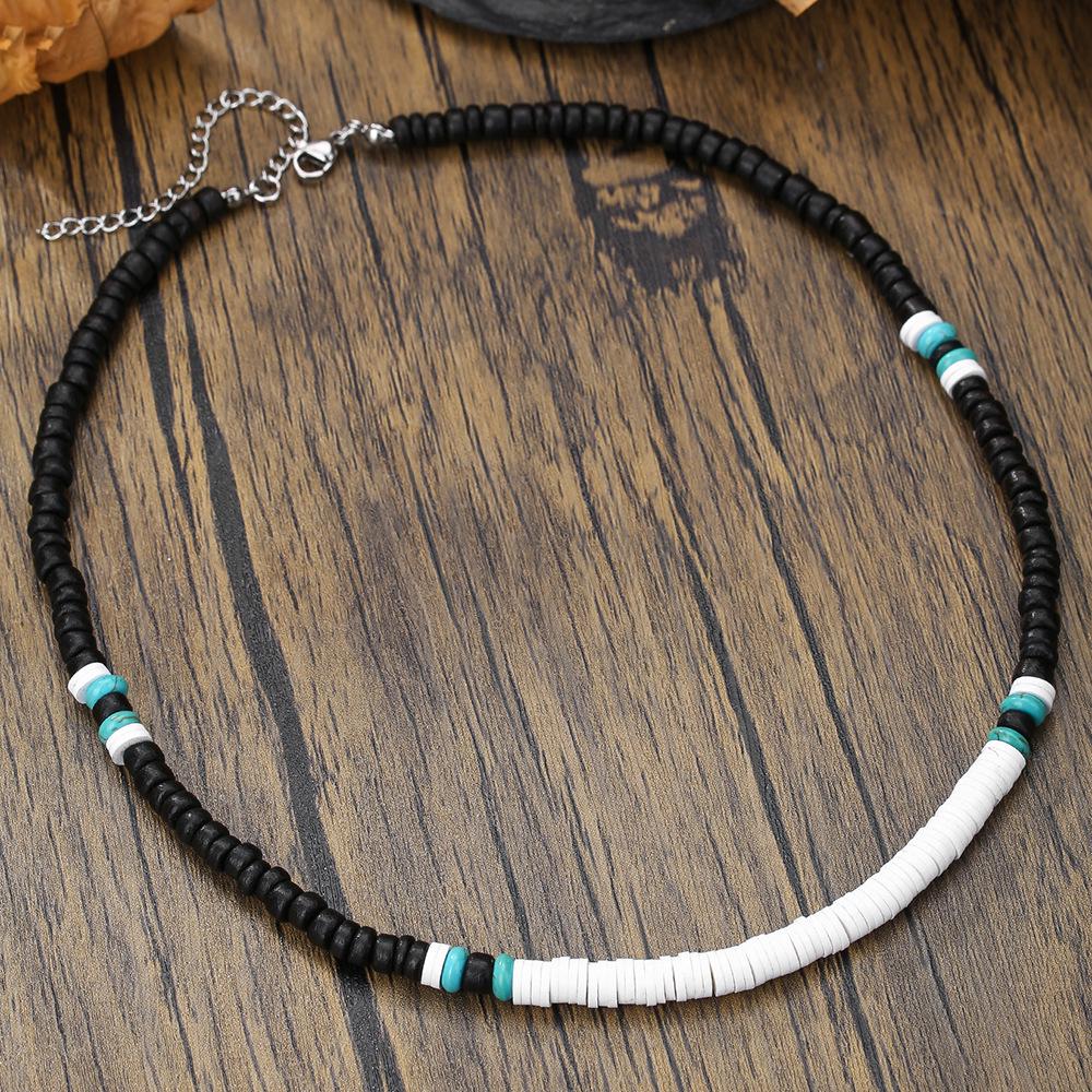 Bohemian Turquoise Coconut Shell Beaded Men's Layered Necklace
