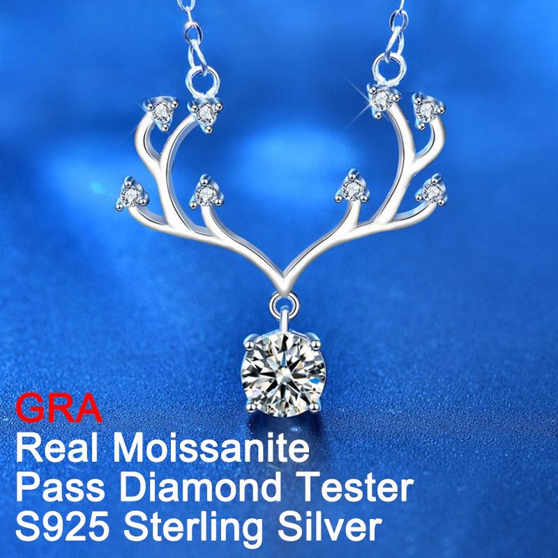 

D Цвет 1 карат настоящий муассанит ожерелье кулон высокого качества S925 чистое серебро сверкающее свадебное украшение на шею пройти тест на бриллианты