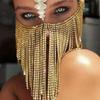 Irregular Tassel Rhinestone Mask, Fashionable and Exaggerated Luxurious Dance Party Face Jewelry Accessories
