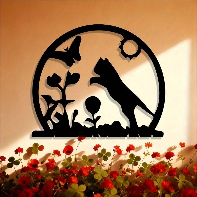

Wrought Iron Wall Sculpture Cat Paw Print Nature Theme Living Room Garden Christmas Gift for Cat Lovers