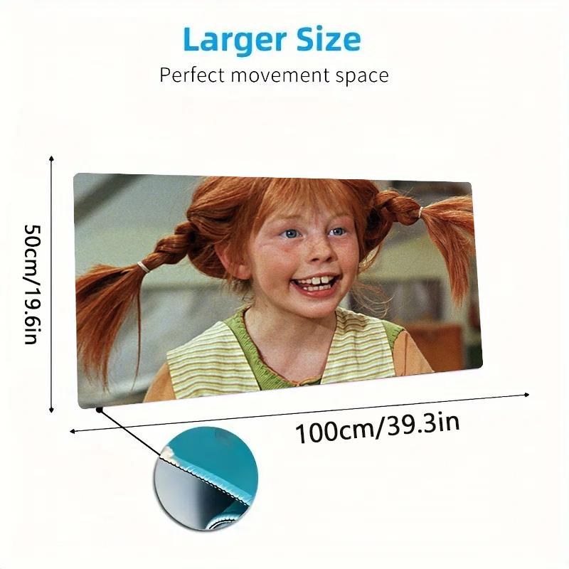 Pippi Longstocking Large Size Mouse Pad Large Gaming Table Cushion Non-slip Laptop Tablet Big Mousepad XXL Mat Mini PC Playmat With Lock Edge