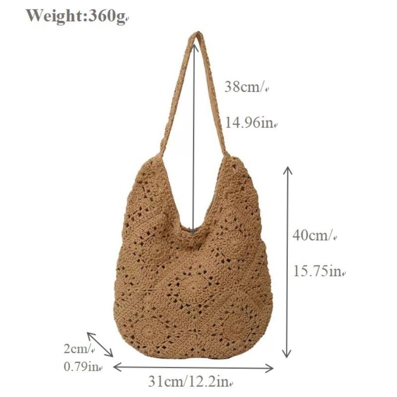 

Shoulder cotton thread straw bag women s handwoven bag large capacity portable tote bag vacation beach bag Magnetic buckle хаки