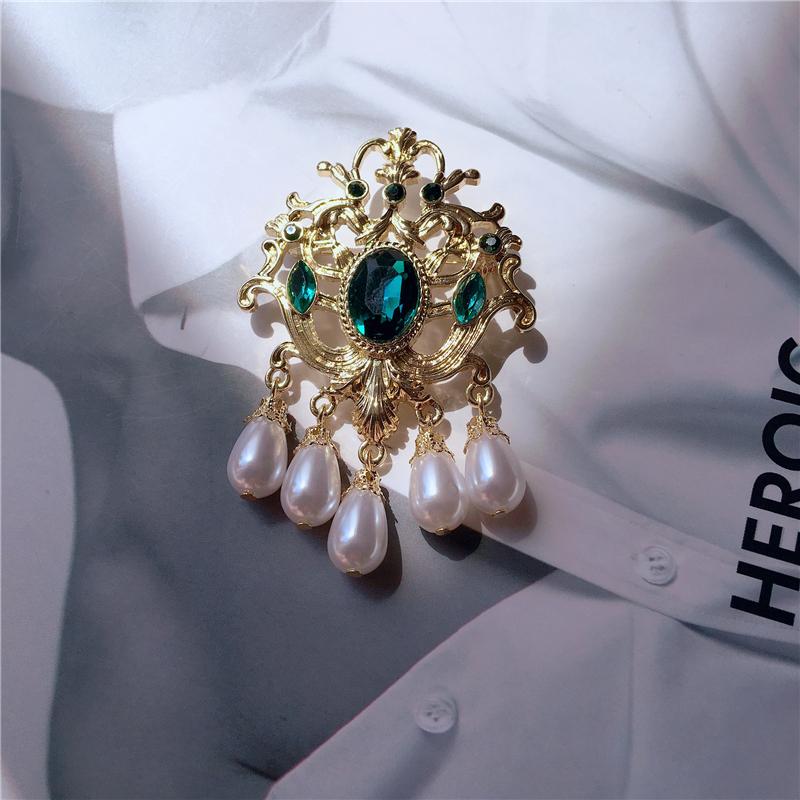 Creative Retro Baroque Style Gemstone Brooch Luxury Palace Party For Women Clothing Accessories Brooches Holiday Gifts