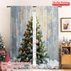 2pcs 2D Flat Printing Christmas Scene Curtain Golden Star Christmas Tree 100% Polyester Without Electricity Festive Curtains