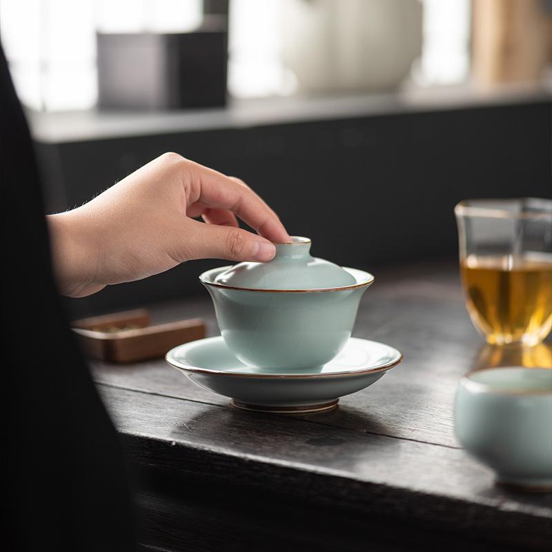 Master Gaiwan handmade intangible cultural heritage Kung Fu tea set to make tea, tea cup, tea bowl gift box