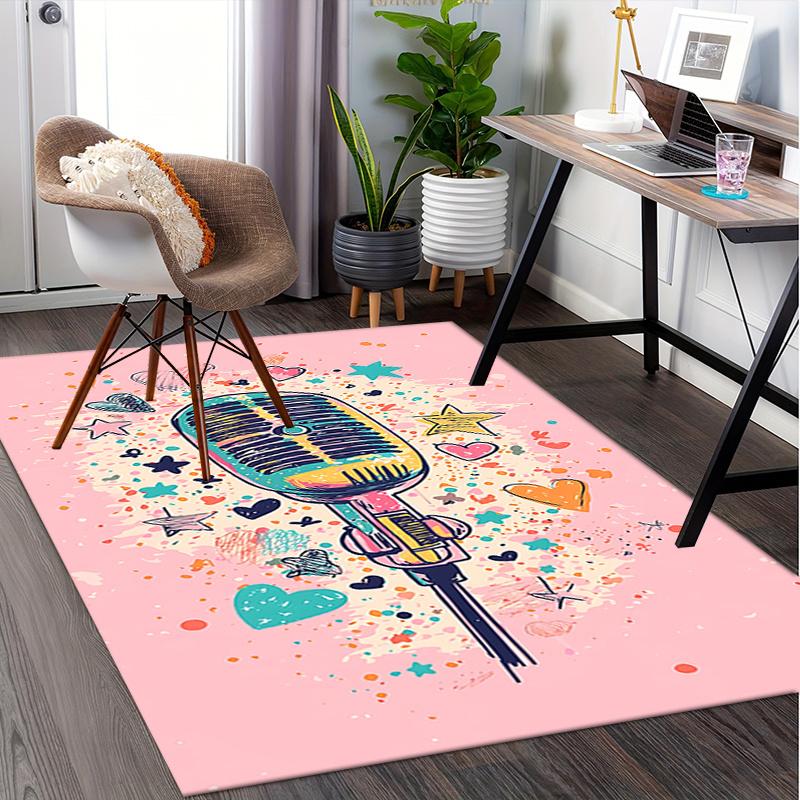 Office Carpet Chair Mat: Colorful Microphone Design, Perfect for Home Decor and Gift Ideas Suitable for Bedrooms, Living Rooms, and Various Rooms