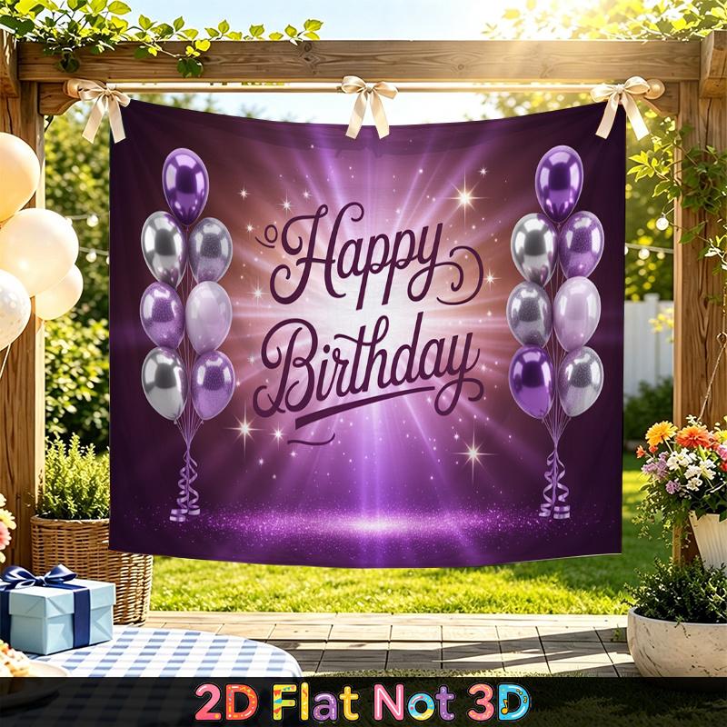 Party Backdrop Birthday Purple Silver Photo Booth Background Front Door Decor