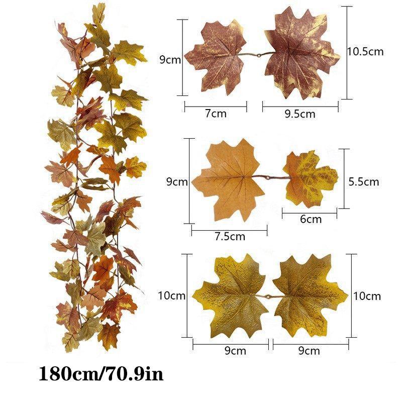 Autumn 180cm Artificial Fall Maple Leaves Garland Hanging Plant Home Party Decor